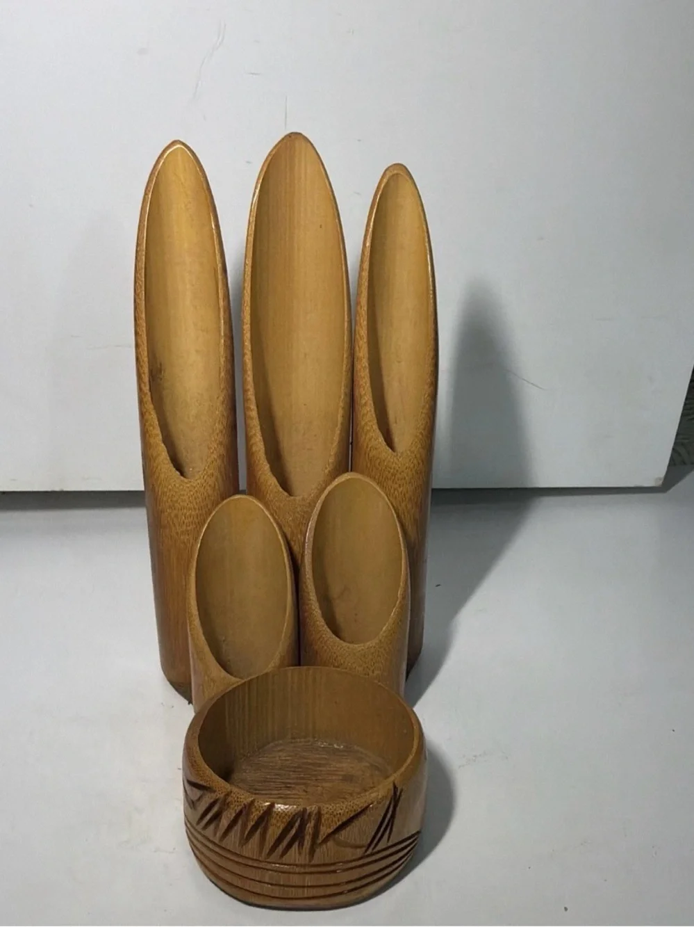 Natural Brown Bamboo Wall Vase Set — Decorative Home Accent